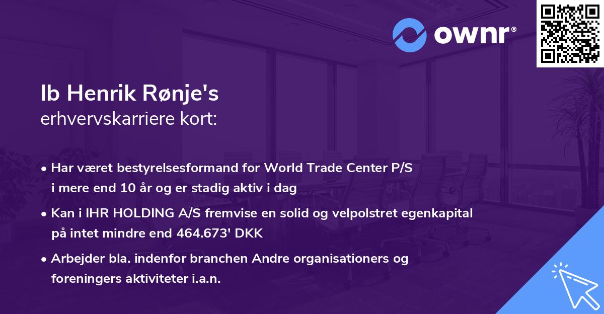 Ib Henrik Rønje's erhvervskarriere kort
