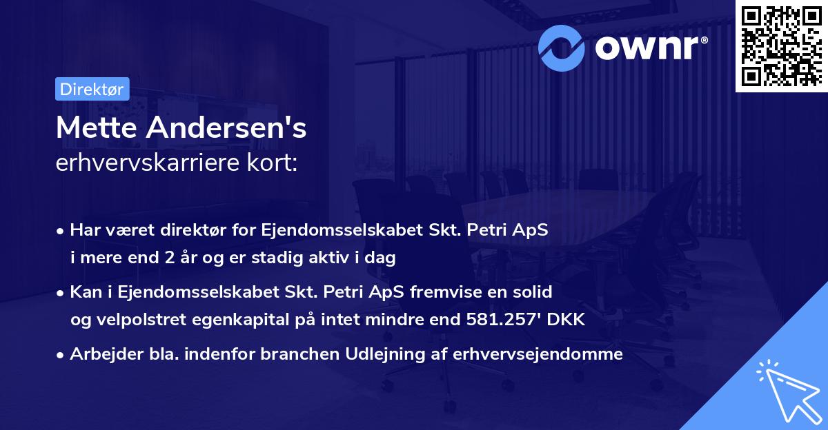 Mette Andersen's erhvervskarriere kort