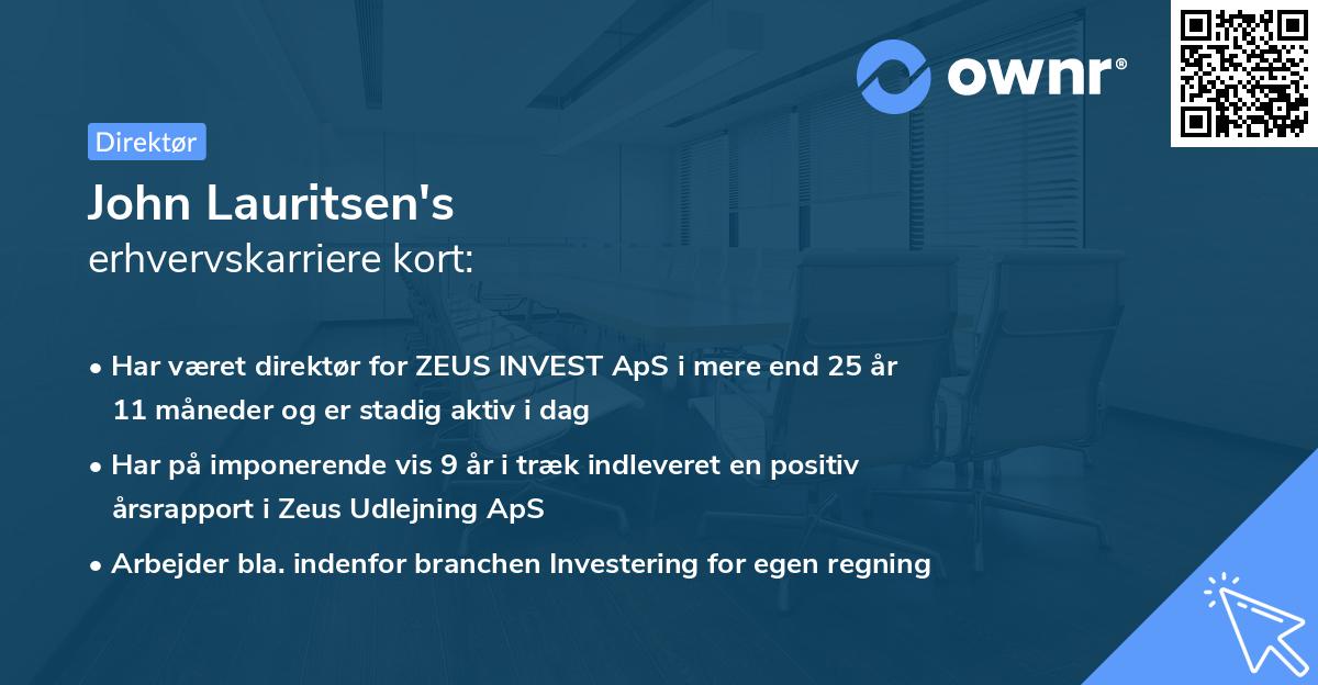 John Lauritsen's erhvervskarriere kort