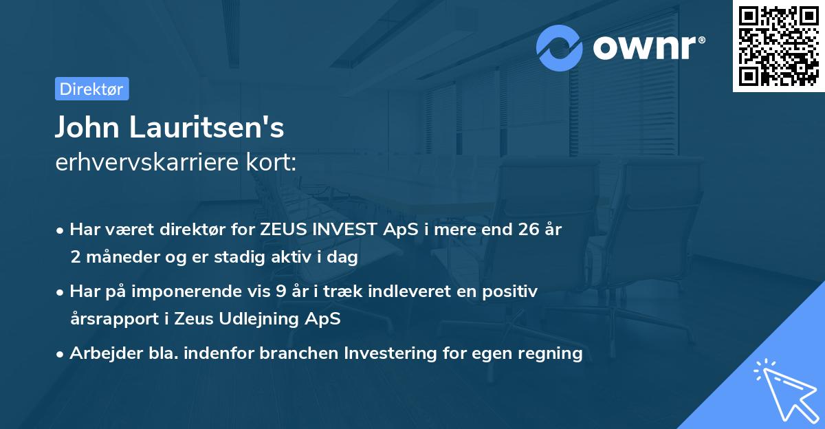 John Lauritsen's erhvervskarriere kort