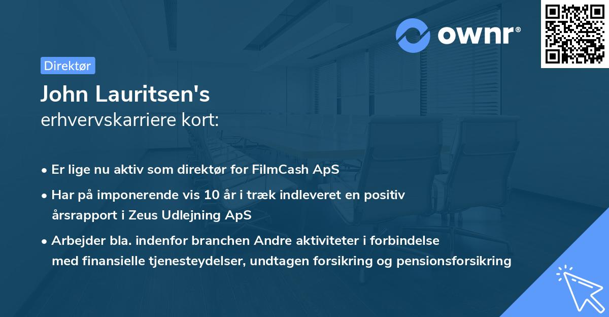 John Lauritsen's erhvervskarriere kort