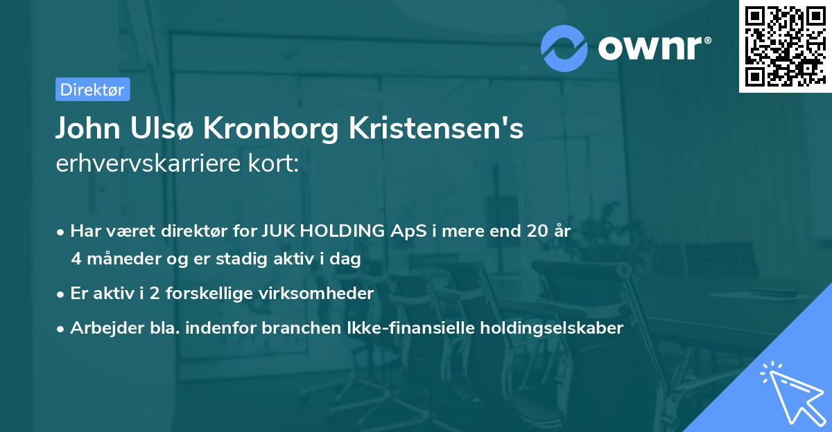 John Ulsø Kronborg Kristensen's erhvervskarriere kort