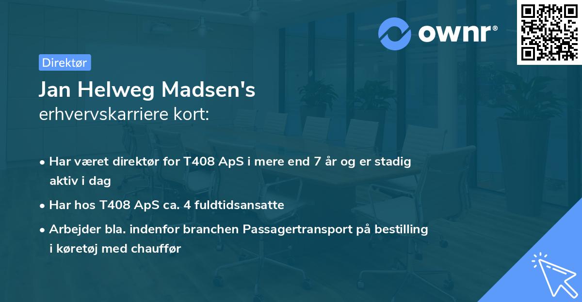 Jan Helweg Madsen's erhvervskarriere kort