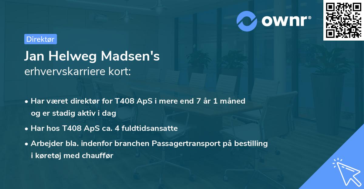 Jan Helweg Madsen's erhvervskarriere kort