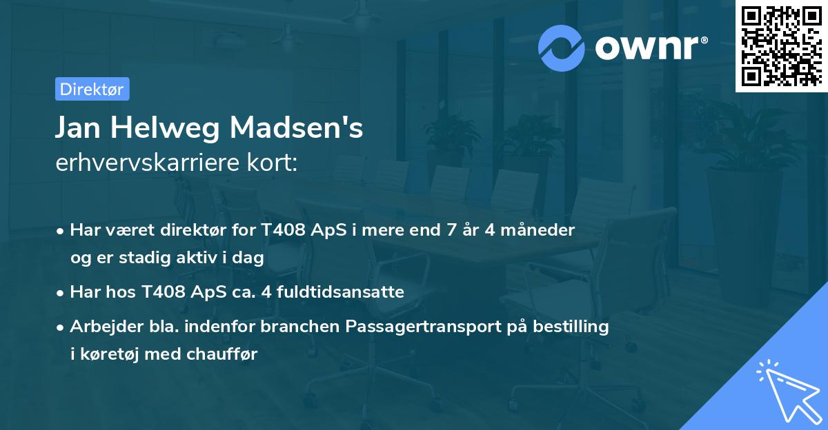 Jan Helweg Madsen's erhvervskarriere kort