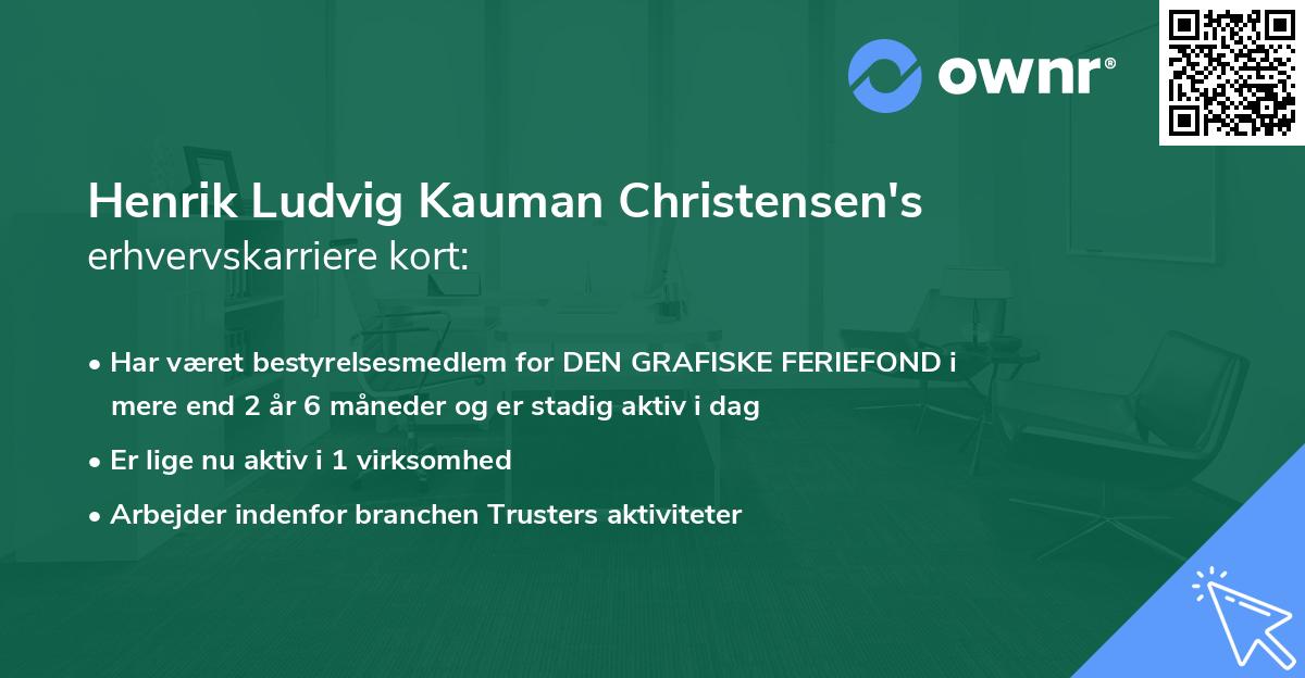 Henrik Ludvig Kauman Christensen's erhvervskarriere kort