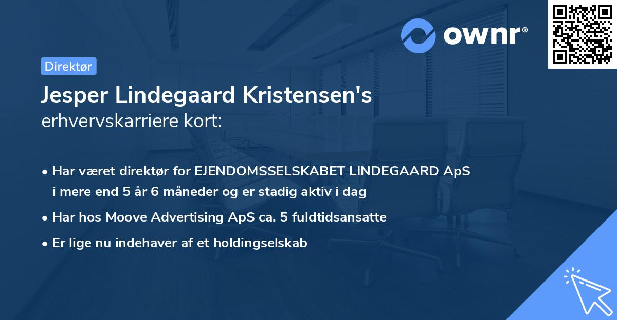 Jesper Lindegaard Kristensen's erhvervskarriere kort