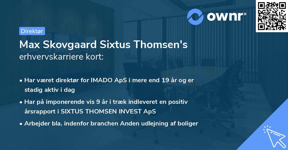 Max Skovgaard Sixtus Thomsen's erhvervskarriere kort