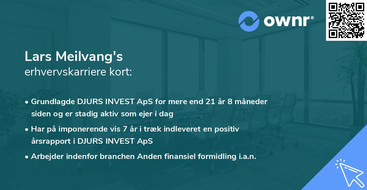 Lars Meilvang's erhvervskarriere kort