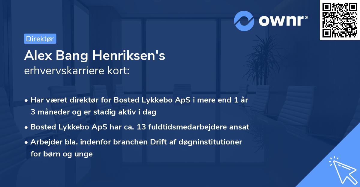 Alex Bang Henriksen's erhvervskarriere kort