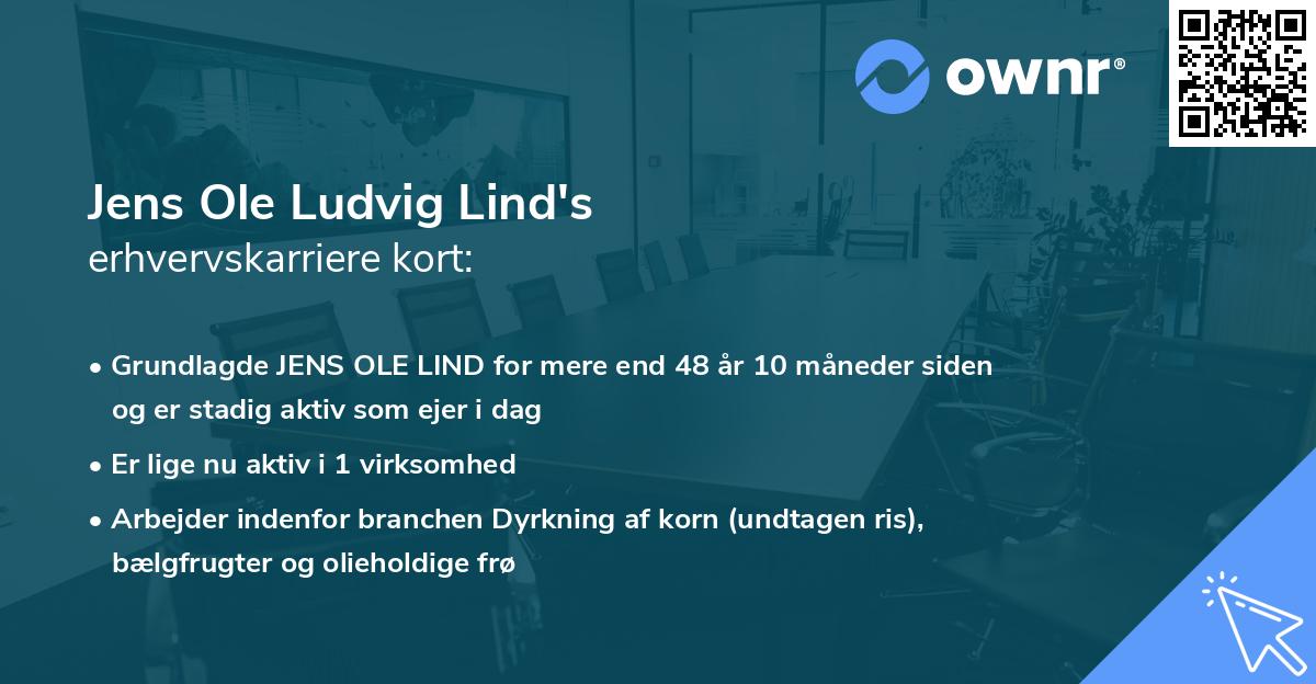 Jens Ole Ludvig Lind's erhvervskarriere kort