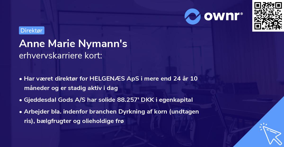 Anne Marie Nymann's erhvervskarriere kort