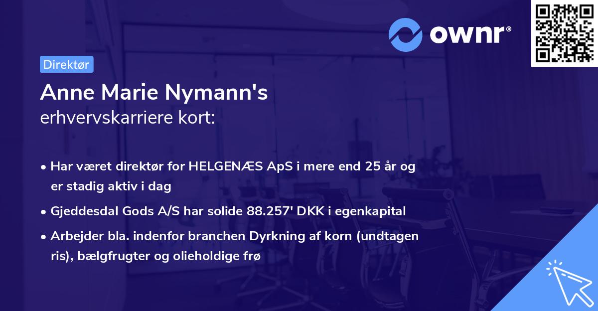 Anne Marie Nymann's erhvervskarriere kort