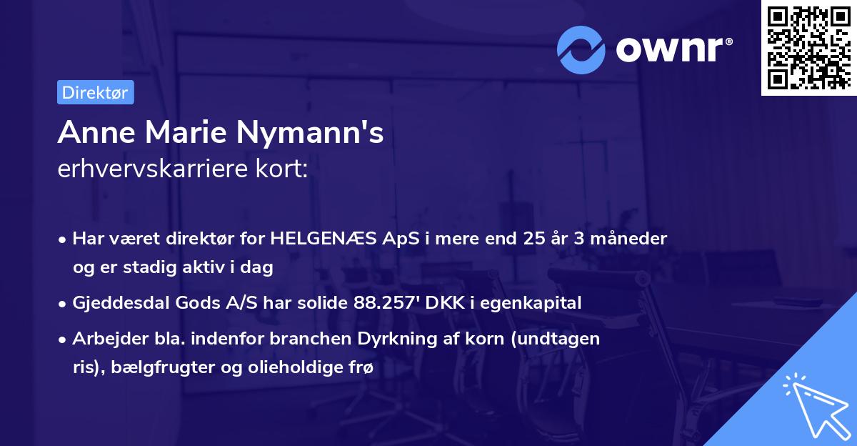 Anne Marie Nymann's erhvervskarriere kort