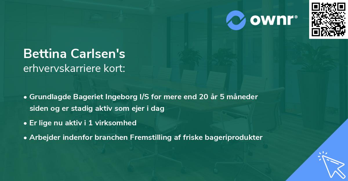 Bettina Carlsen's erhvervskarriere kort