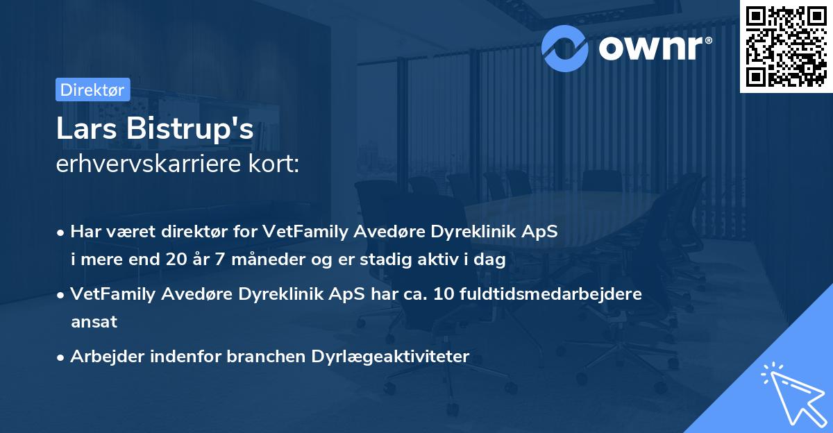 Lars Bistrup's erhvervskarriere kort