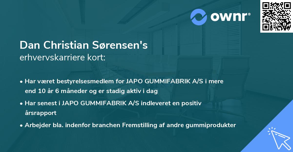 Dan Christian Sørensen's erhvervskarriere kort