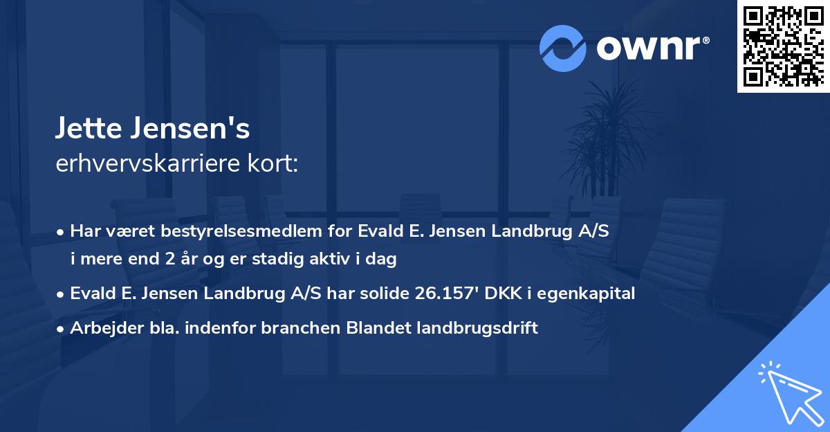 Jette Jensen's erhvervskarriere kort