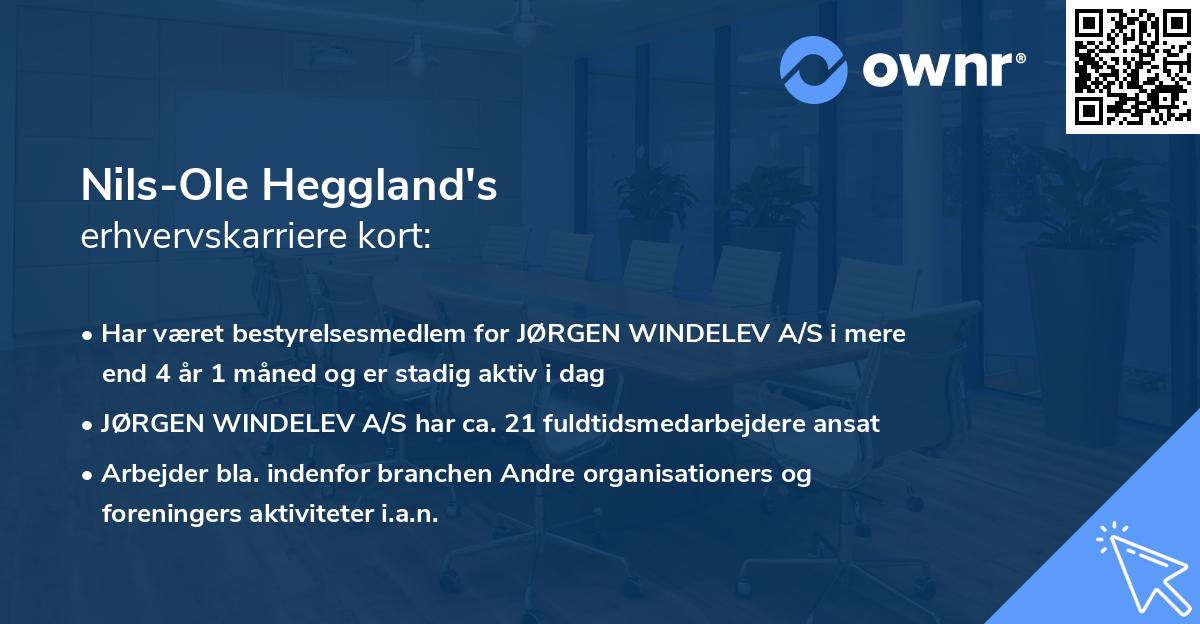 Nils-Ole Heggland's erhvervskarriere kort