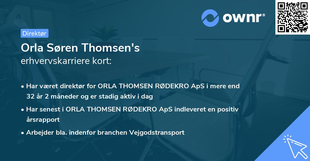 Orla Søren Thomsen's erhvervskarriere kort