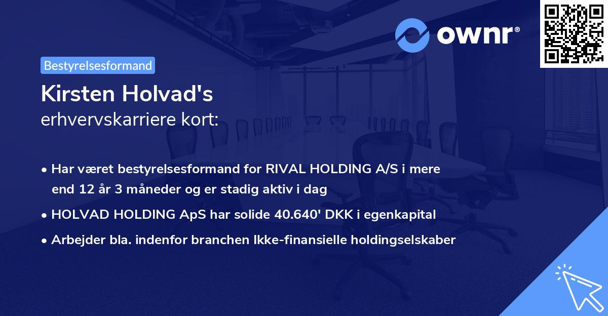 Kirsten Holvad's erhvervskarriere kort