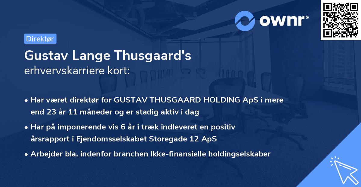 Gustav Lange Thusgaard's erhvervskarriere kort