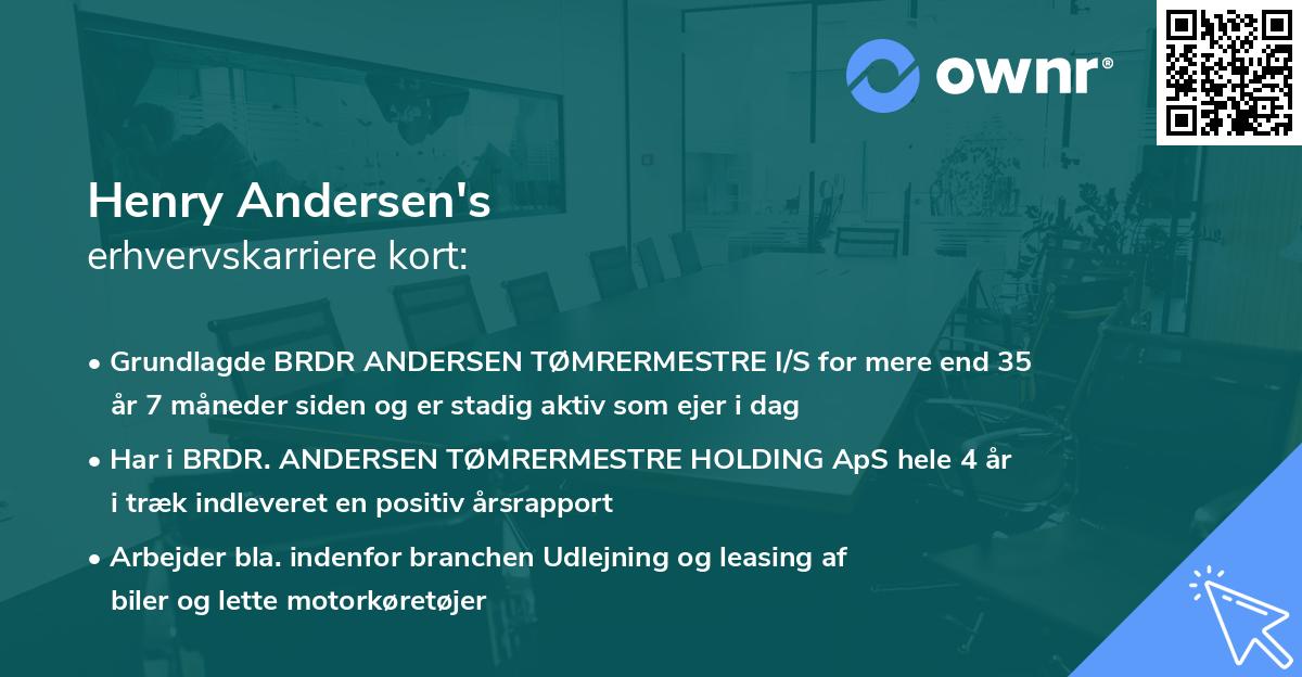 Henry Andersen's erhvervskarriere kort