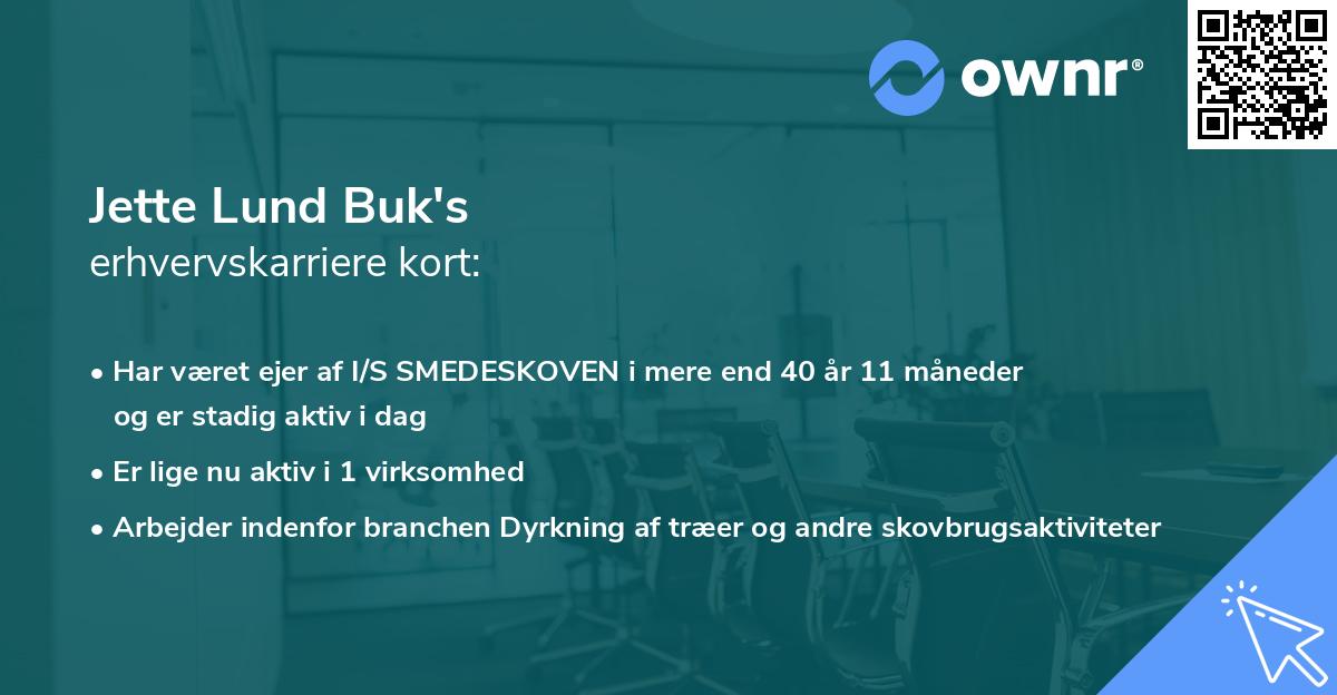 Jette Lund Buk's erhvervskarriere kort