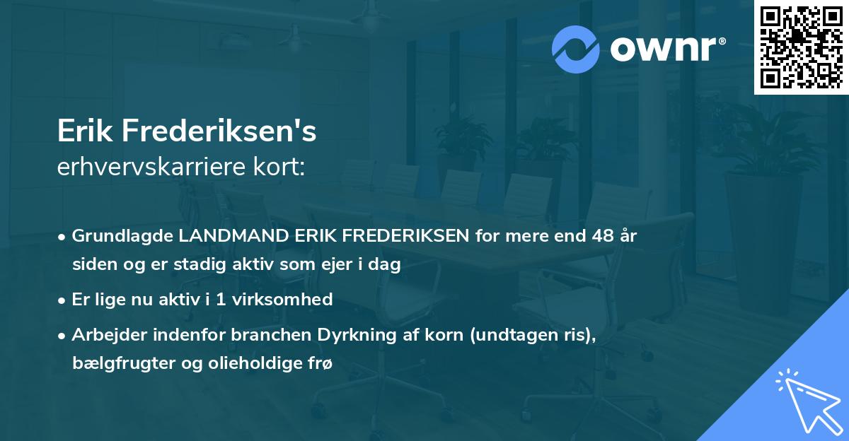 Erik Frederiksen's erhvervskarriere kort