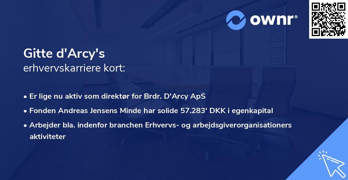 Gitte d'Arcy's erhvervskarriere kort