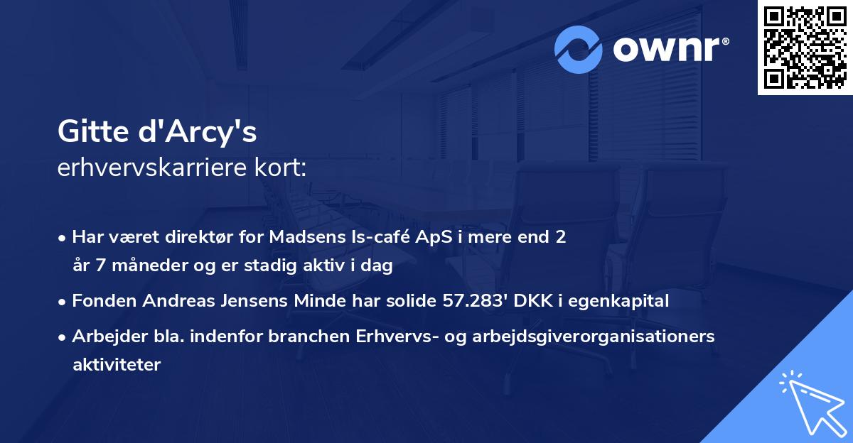 Gitte d'Arcy's erhvervskarriere kort