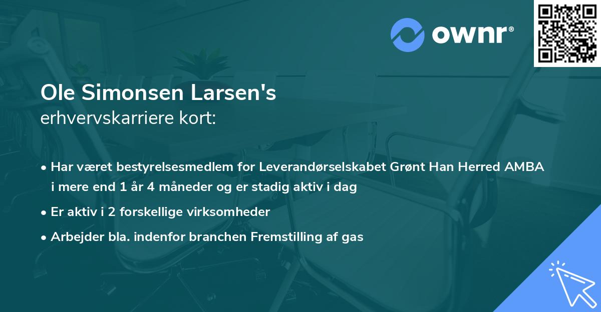 Ole Simonsen Larsen's erhvervskarriere kort