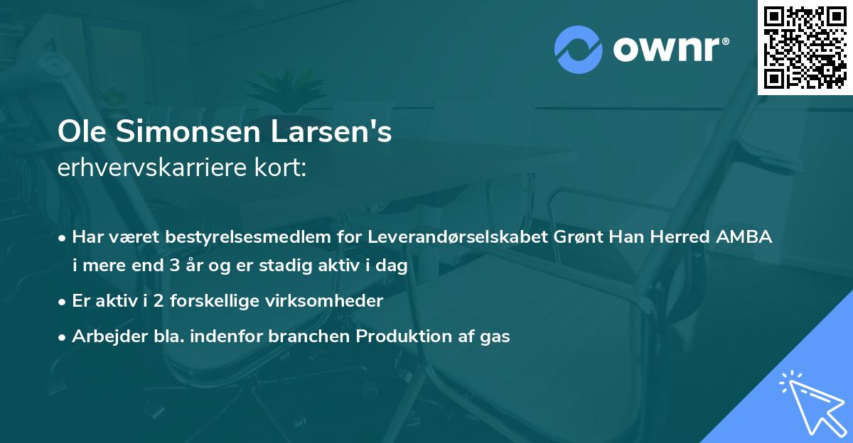 Ole Simonsen Larsen's erhvervskarriere kort