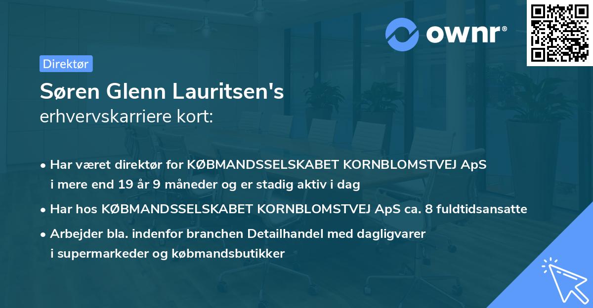 Søren Glenn Lauritsen's erhvervskarriere kort