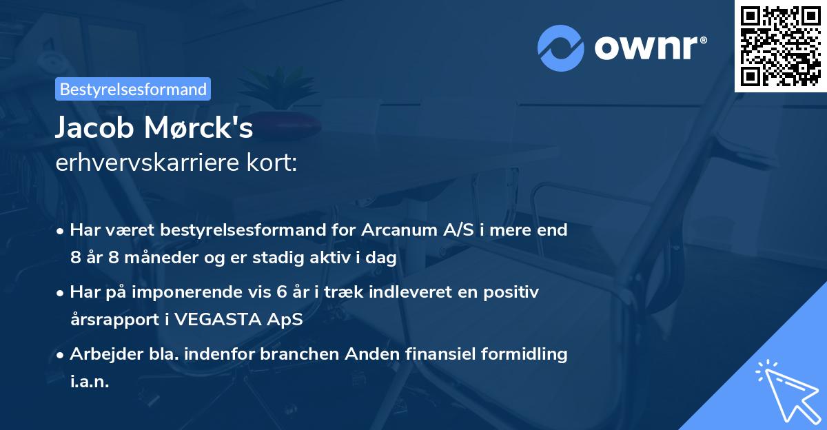 Jacob Mørck's erhvervskarriere kort