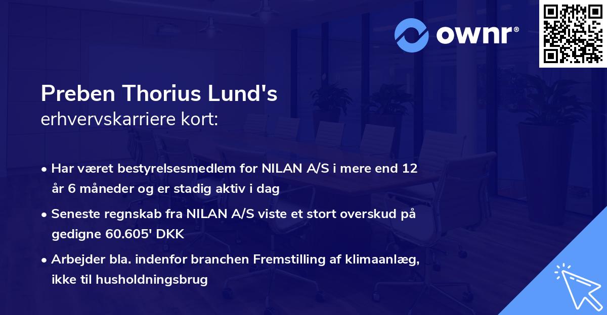 Preben Thorius Lund's erhvervskarriere kort