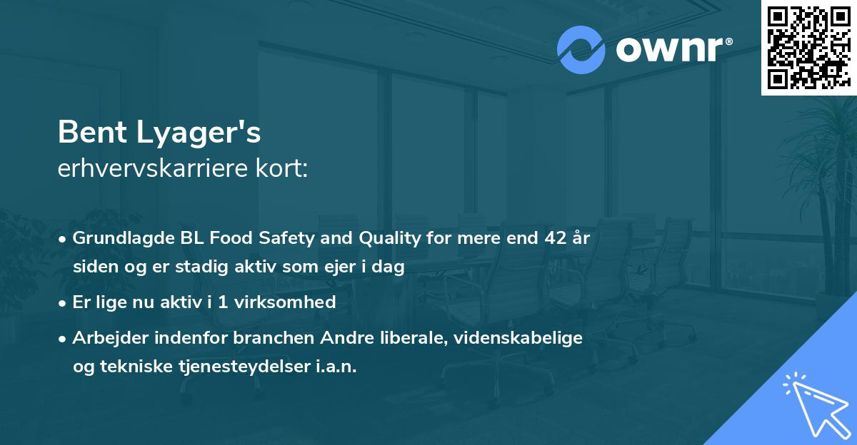 Bent Lyager's erhvervskarriere kort
