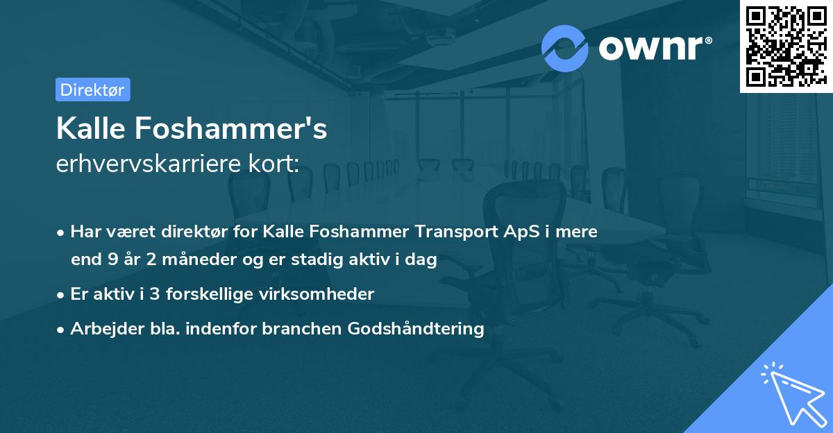 Kalle Foshammer's erhvervskarriere kort