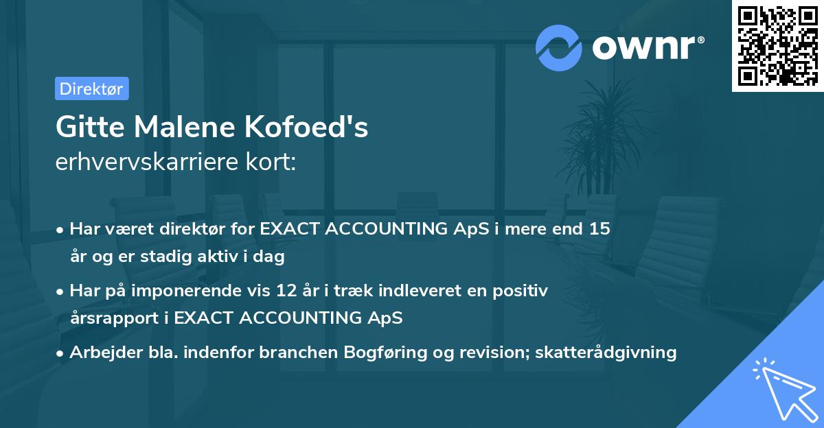 Gitte Malene Kofoed's erhvervskarriere kort