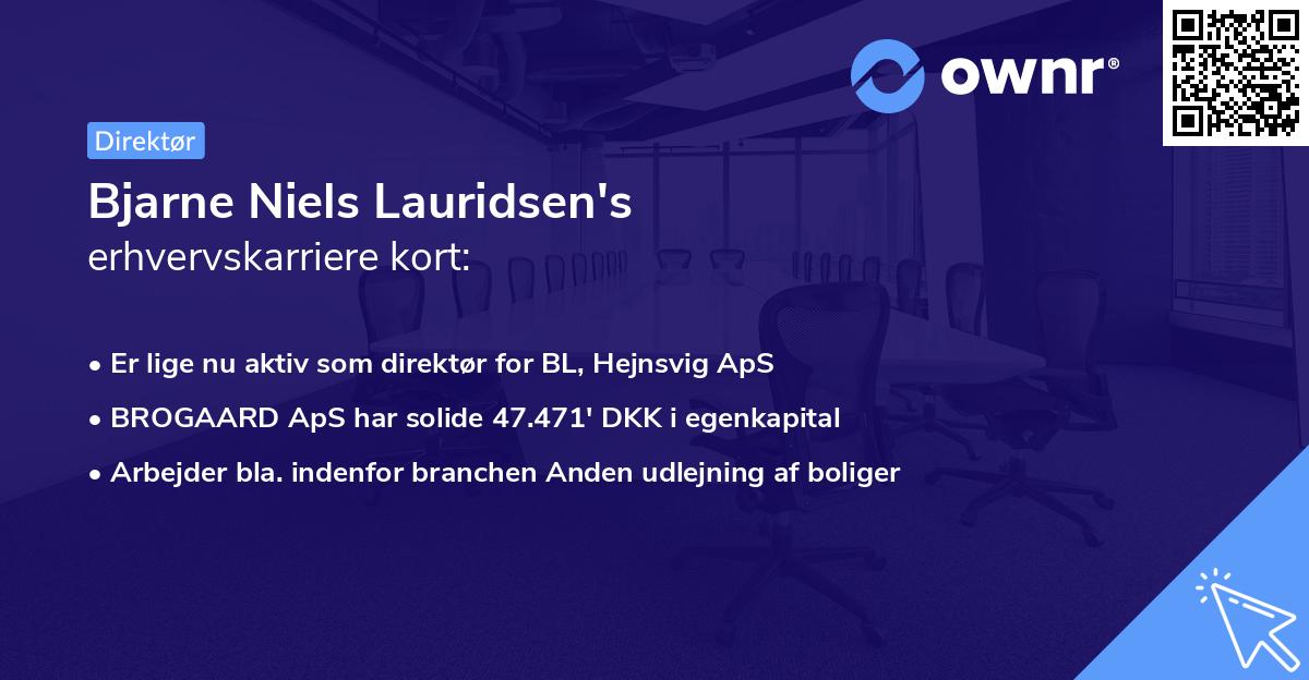 Bjarne Niels Lauridsen's erhvervskarriere kort