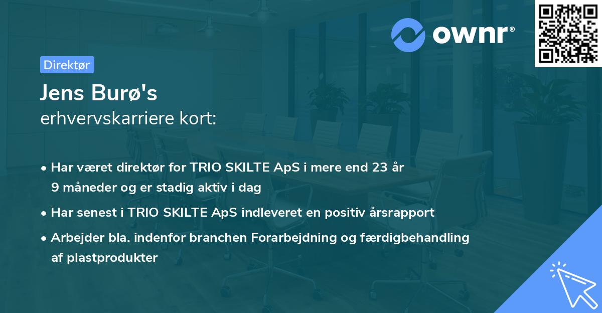 Jens Burø's erhvervskarriere kort