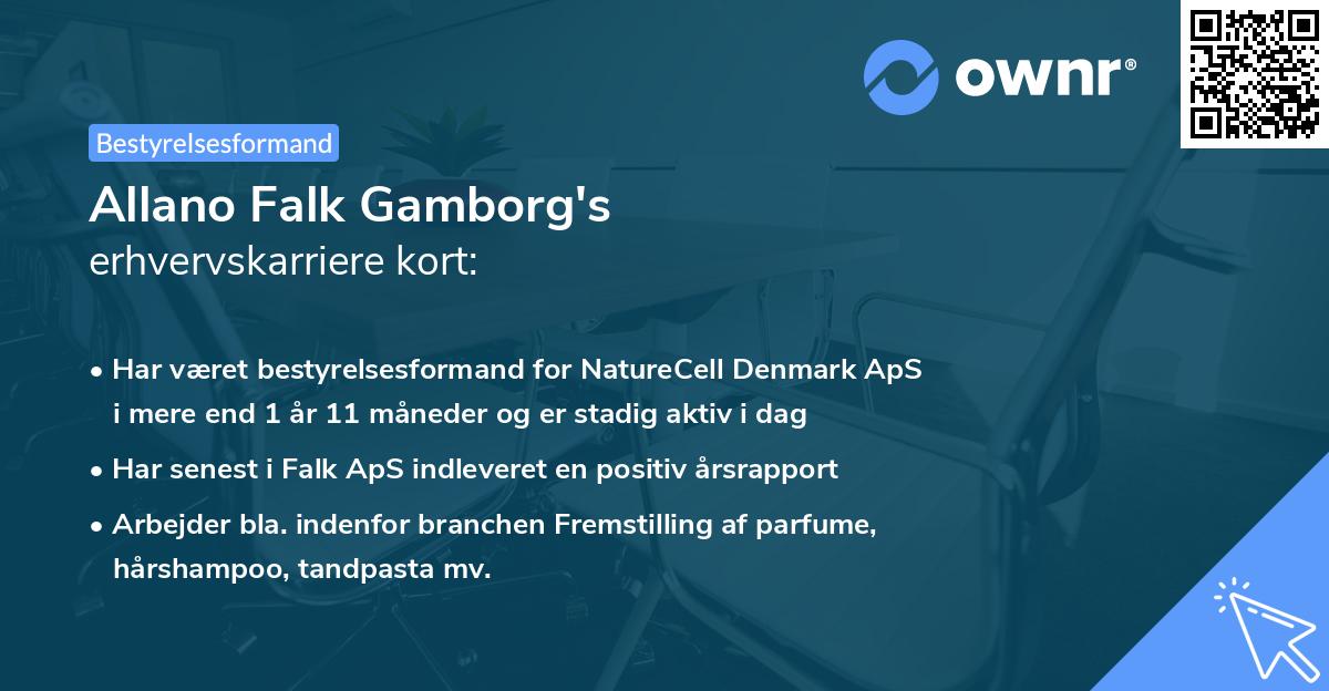 Allano Falk Gamborg's erhvervskarriere kort