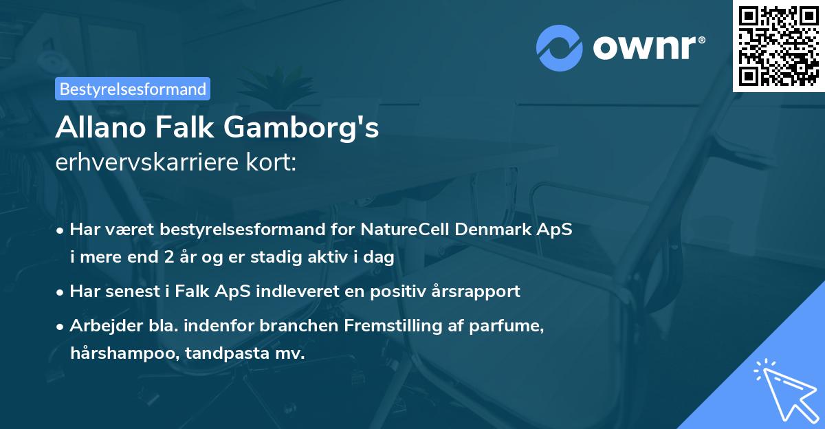 Allano Falk Gamborg's erhvervskarriere kort