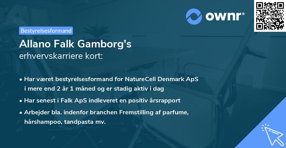 Allano Falk Gamborg's erhvervskarriere kort