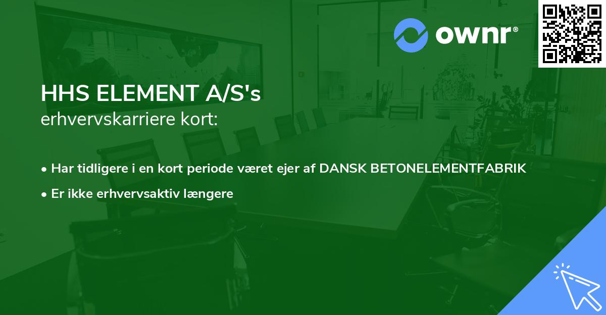 HHS ELEMENT A/S's erhvervskarriere kort