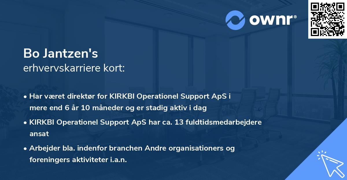 Bo Jantzen's erhvervskarriere kort