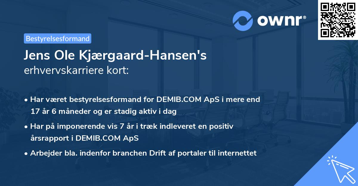 Jens Ole Kjærgaard-Hansen's erhvervskarriere kort
