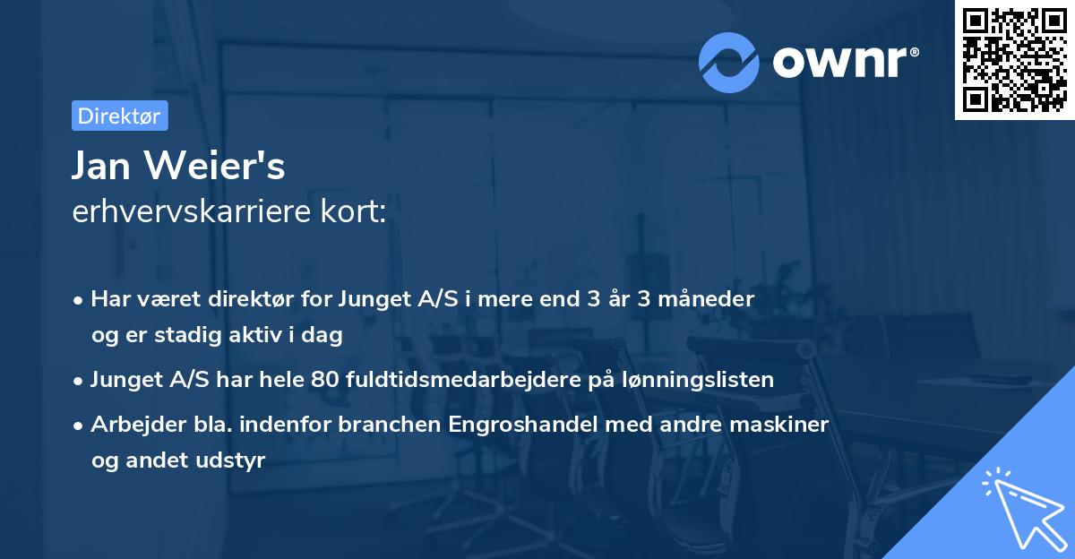 Jan Weier's erhvervskarriere kort