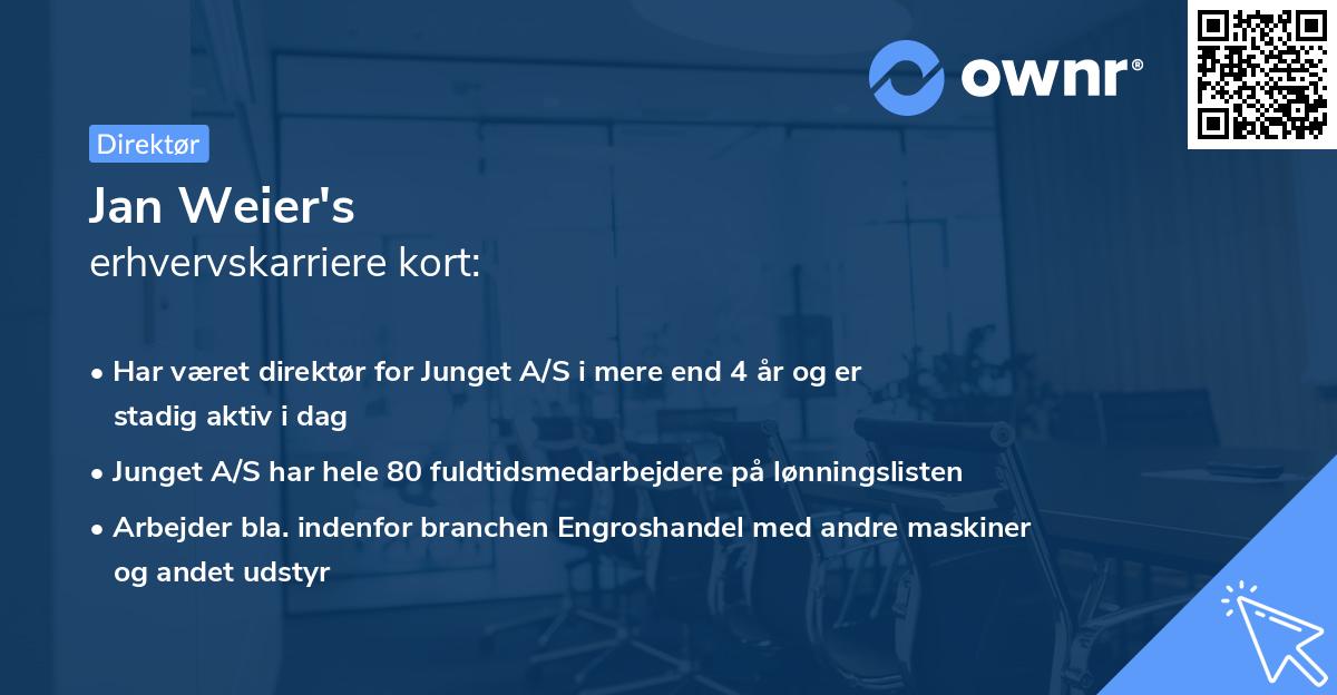 Jan Weier's erhvervskarriere kort