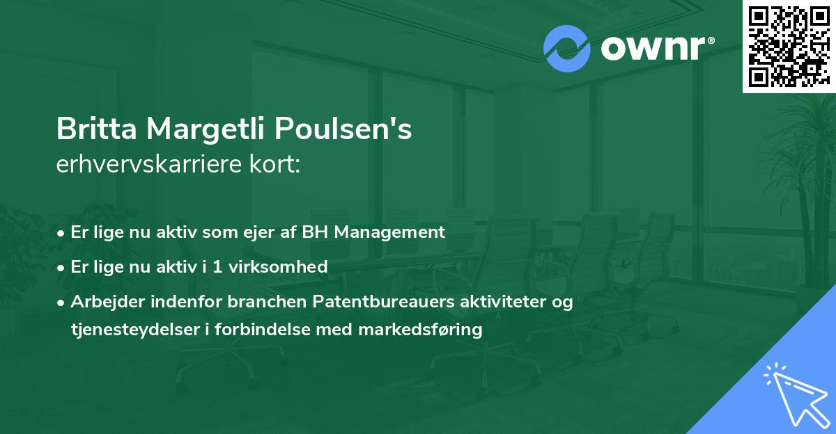 Britta Margetli Poulsen's erhvervskarriere kort